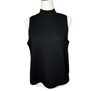 Anthropologie Postmark Black Stand-Up Collar Sleeveless Top M Office Siren
